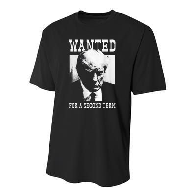 Trump Mugshot Wanted For Second Term 2024 Youth Performance Sprint T-Shirt