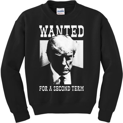 Trump Mugshot Wanted For Second Term 2024 Kids Sweatshirt