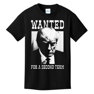 Trump Mugshot Wanted For Second Term 2024 Kids T-Shirt