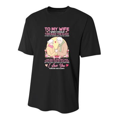 To My Wife I Wish I Could Turn Back The Clock Youth Performance Sprint T-Shirt