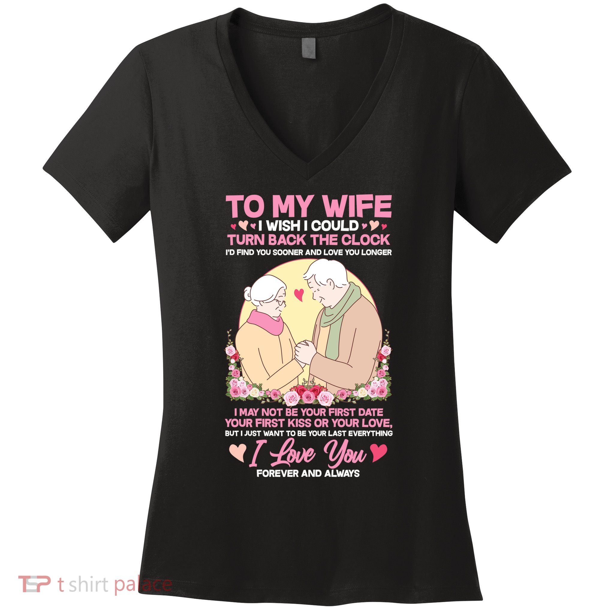 To My Wife I Wish I Could Turn Back The Clock Women's V-Neck T-Shirt