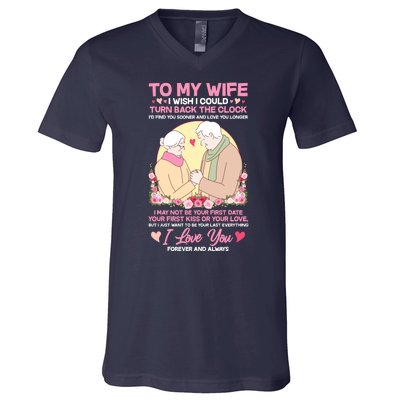 To My Wife I Wish I Could Turn Back The Clock V-Neck T-Shirt