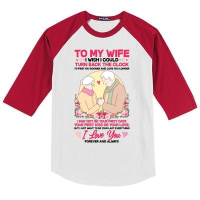 To My Wife I Wish I Could Turn Back The Clock Kids Colorblock Raglan Jersey