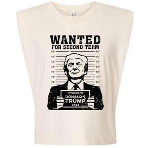 Trump Mugshot Wanted For Second Term 2024 Garment-Dyed Women's Muscle Tee