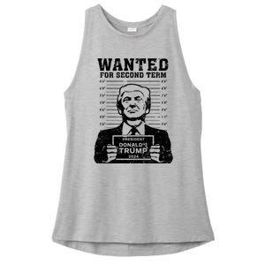 Trump Mugshot Wanted For Second Term 2024 Ladies PosiCharge Tri-Blend Wicking Tank