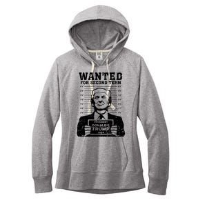 Trump Mugshot Wanted For Second Term 2024 Women's Fleece Hoodie