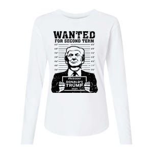 Trump Mugshot Wanted For Second Term 2024 Womens Cotton Relaxed Long Sleeve T-Shirt