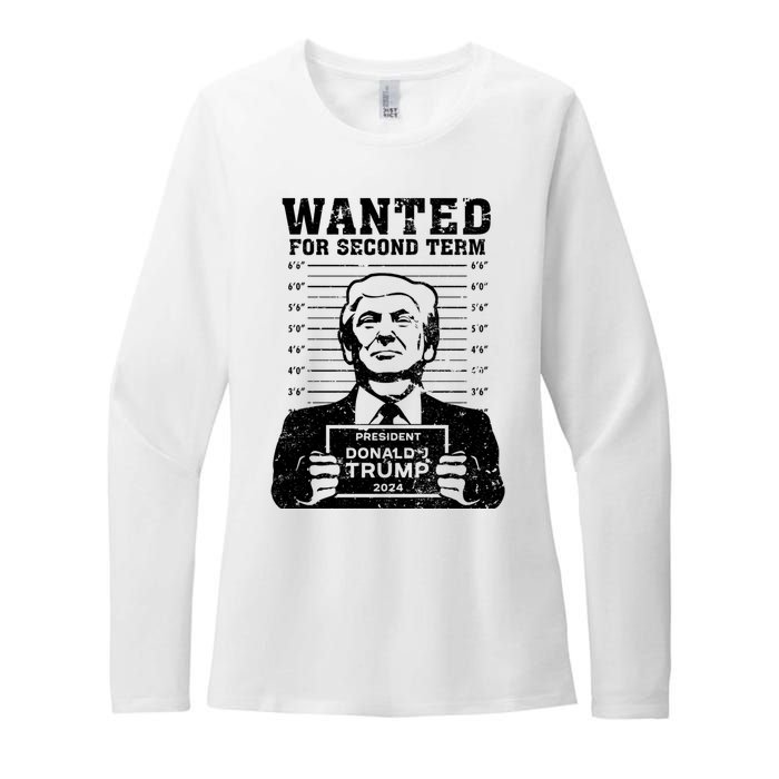 Trump Mugshot Wanted For Second Term 2024 Womens CVC Long Sleeve Shirt