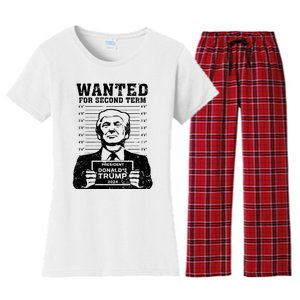 Trump Mugshot Wanted For Second Term 2024 Women's Flannel Pajama Set