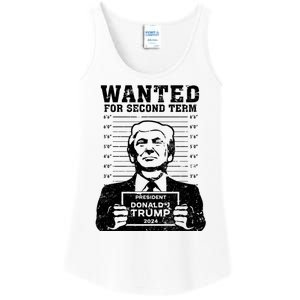 Trump Mugshot Wanted For Second Term 2024 Ladies Essential Tank