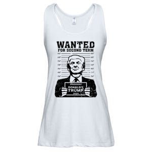 Trump Mugshot Wanted For Second Term 2024 Ladies Essential Flowy Tank