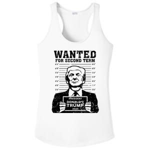 Trump Mugshot Wanted For Second Term 2024 Ladies PosiCharge Competitor Racerback Tank