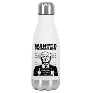 Trump Mugshot Wanted For Second Term 2024 Stainless Steel Insulated Water Bottle