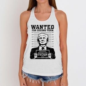 Trump Mugshot Wanted For Second Term 2024 Women's Knotted Racerback Tank