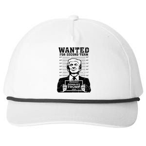 Trump Mugshot Wanted For Second Term 2024 Snapback Five-Panel Rope Hat