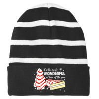 The Most Wonderful Christmas Snack Cake Time Of The Year TShirt Striped Beanie with Solid Band