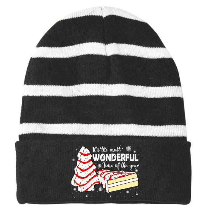 The Most Wonderful Christmas Snack Cake Time Of The Year TShirt Striped Beanie with Solid Band