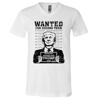 Trump Mugshot Wanted For Second Term 2024 . V-Neck T-Shirt