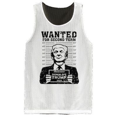 Trump Mugshot Wanted For Second Term 2024 . Mesh Reversible Basketball Jersey Tank