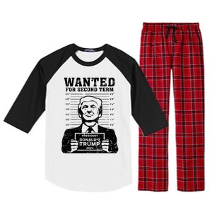 Trump Mugshot Wanted For Second Term 2024 Raglan Sleeve Pajama Set