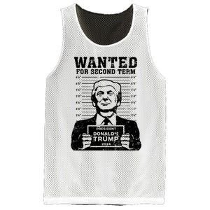 Trump Mugshot Wanted For Second Term 2024 Mesh Reversible Basketball Jersey Tank