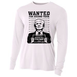 Trump Mugshot Wanted For Second Term 2024 Cooling Performance Long Sleeve Crew