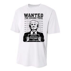 Trump Mugshot Wanted For Second Term 2024 Performance Sprint T-Shirt