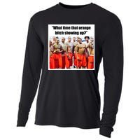 Trump Mugshot What Time That Orange Bitch Showing Up Cooling Performance Long Sleeve Crew