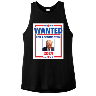 Trumps Mugshot Wanted For A Second Term 2024 President Ladies PosiCharge Tri-Blend Wicking Tank