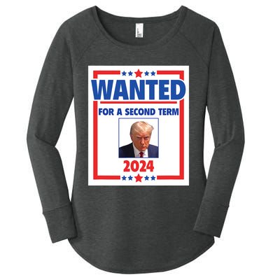 Trumps Mugshot Wanted For A Second Term 2024 President Women's Perfect Tri Tunic Long Sleeve Shirt