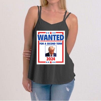 Trumps Mugshot Wanted For A Second Term 2024 President Women's Strappy Tank