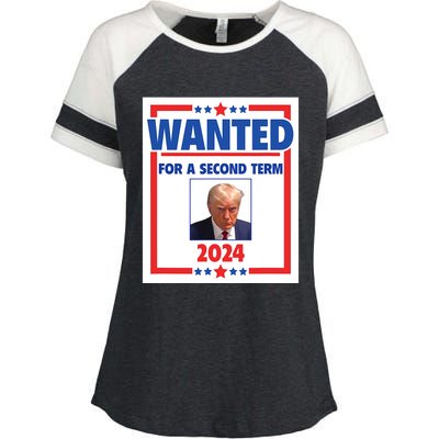 Trumps Mugshot Wanted For A Second Term 2024 President Enza Ladies Jersey Colorblock Tee