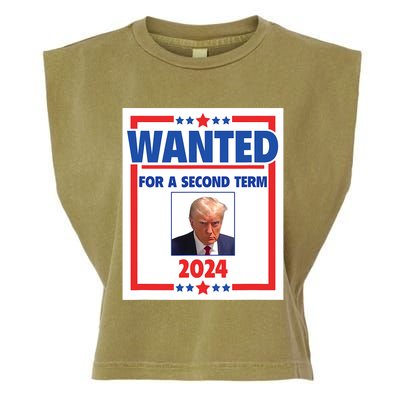 Trumps Mugshot Wanted For A Second Term 2024 President Garment-Dyed Women's Muscle Tee