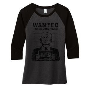 Trump Mugshot Wanted For Second Term 2024 Women's Tri-Blend 3/4-Sleeve Raglan Shirt