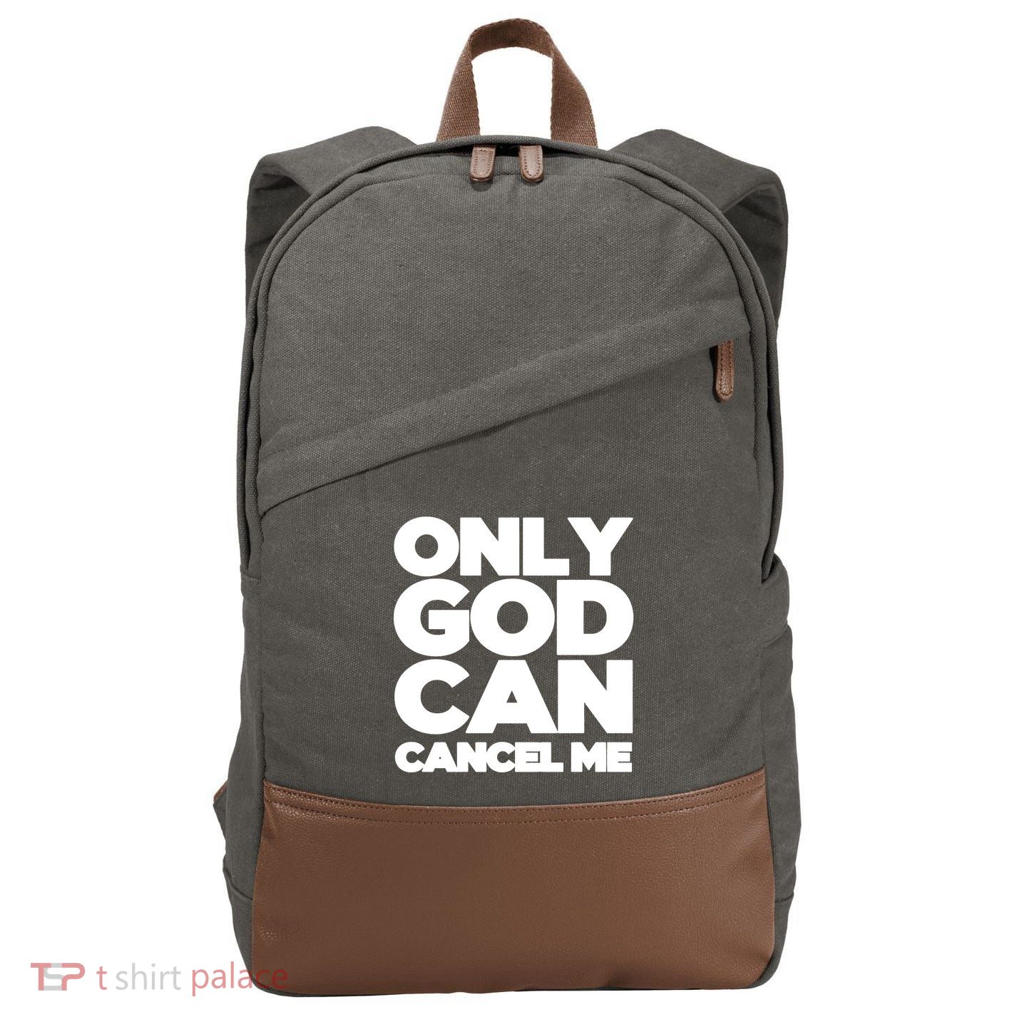 Tana Mongeau Wearing Only God Can Cancel Me Cotton Canvas Backpack