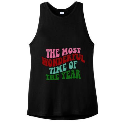 The Most Wonderful Time Of The Year Holiday Groovy Ladies PosiCharge Tri-Blend Wicking Tank