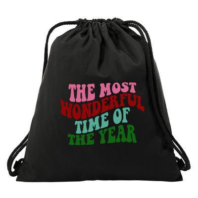 The Most Wonderful Time Of The Year Holiday Groovy Drawstring Bag