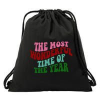 The Most Wonderful Time Of The Year Holiday Groovy Drawstring Bag
