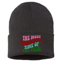 The Most Wonderful Time Of The Year Holiday Groovy Sustainable Knit Beanie