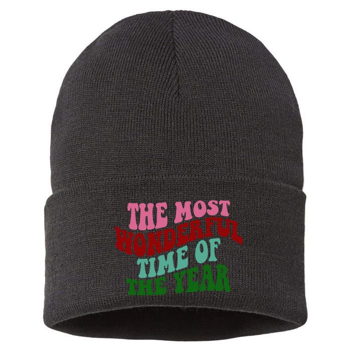 The Most Wonderful Time Of The Year Holiday Groovy Sustainable Knit Beanie