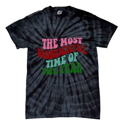 The Most Wonderful Time Of The Year Holiday Groovy Tie-Dye T-Shirt