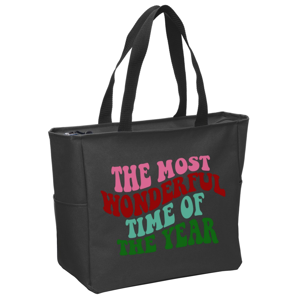 The Most Wonderful Time Of The Year Holiday Groovy Zip Tote Bag