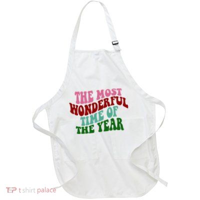 The Most Wonderful Time Of The Year Holiday Groovy Full-Length Apron With Pockets