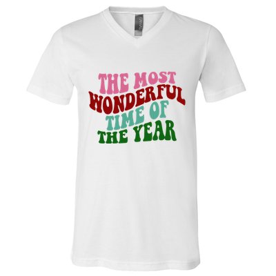 The Most Wonderful Time Of The Year Holiday Groovy V-Neck T-Shirt