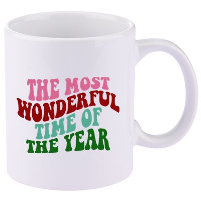 The Most Wonderful Time Of The Year Holiday Groovy 11oz C Handle Ceramic Mug