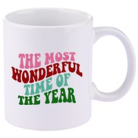 The Most Wonderful Time Of The Year Holiday Groovy 11oz C Handle Ceramic Mug