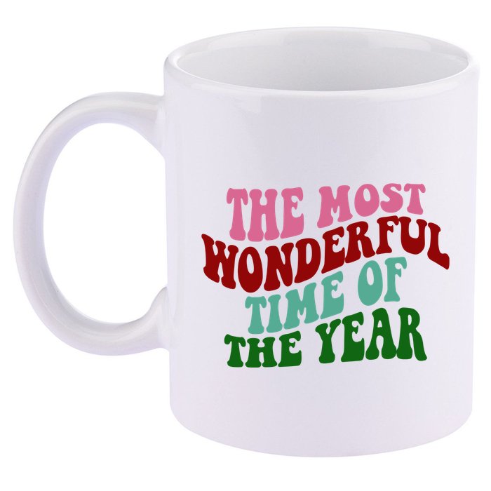 The Most Wonderful Time Of The Year Holiday Groovy 11oz C Handle Ceramic Mug