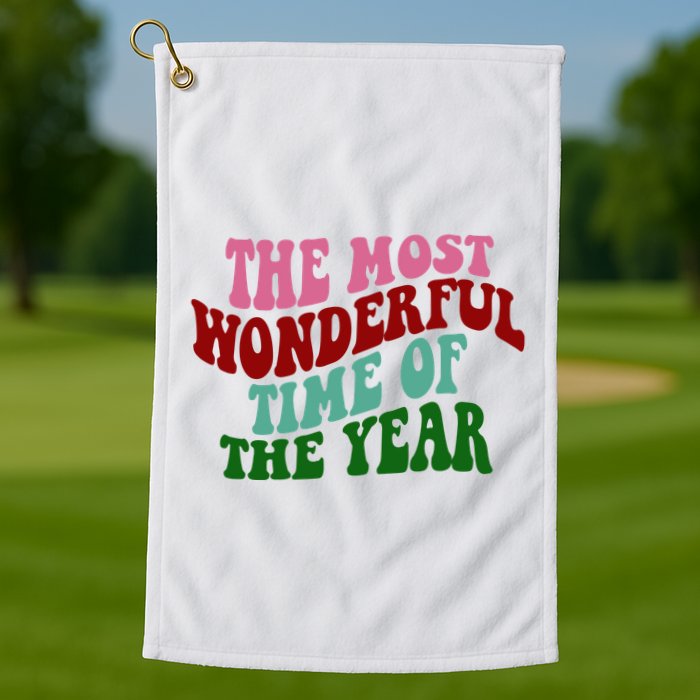 The Most Wonderful Time Of The Year Holiday Groovy Golf Towel