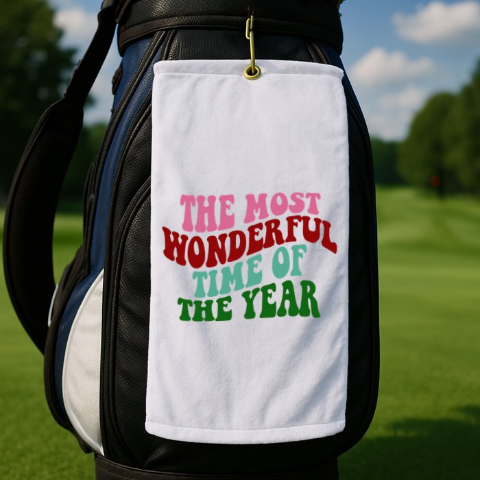 The Most Wonderful Time Of The Year Holiday Groovy Golf Towel