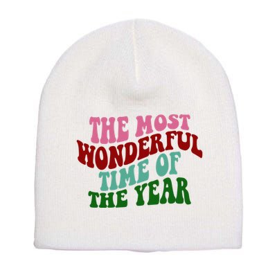 The Most Wonderful Time Of The Year Holiday Groovy Short Acrylic Beanie
